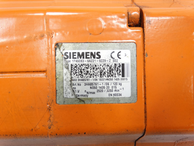Siemens 1FK6083-6AZ21-9ZZ9-ZS02 Servo Motor