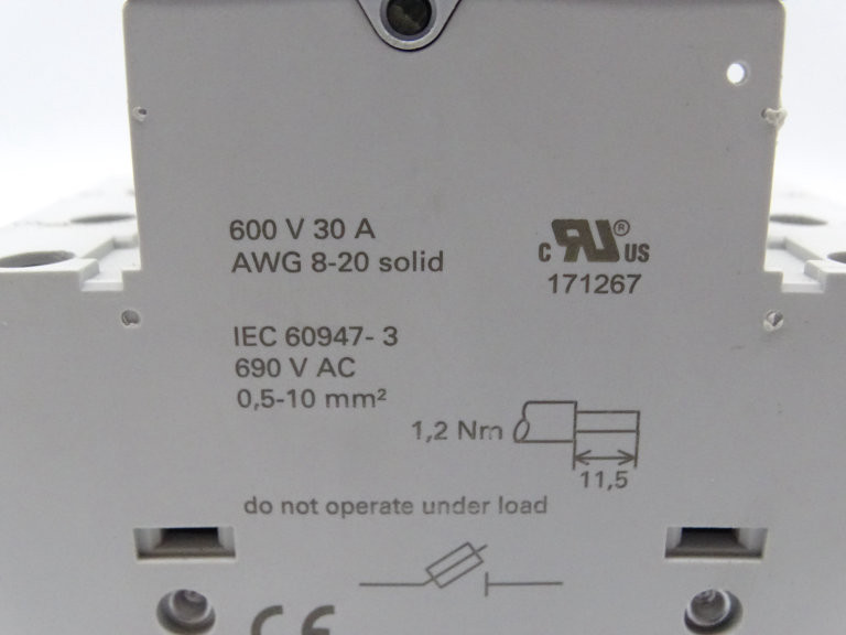 Portafusibile Siemens 3NW7063 3 Poli + Neutro 32A 10x38 - Montaggio Su Guida DIN, IP20