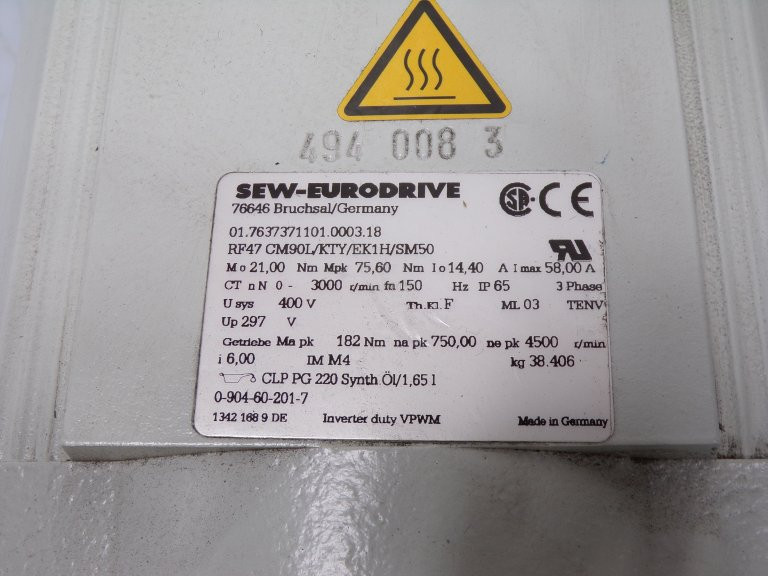 Sew Eurodrive RF47 CM90LLKTY/EK1H/SM50 Motor