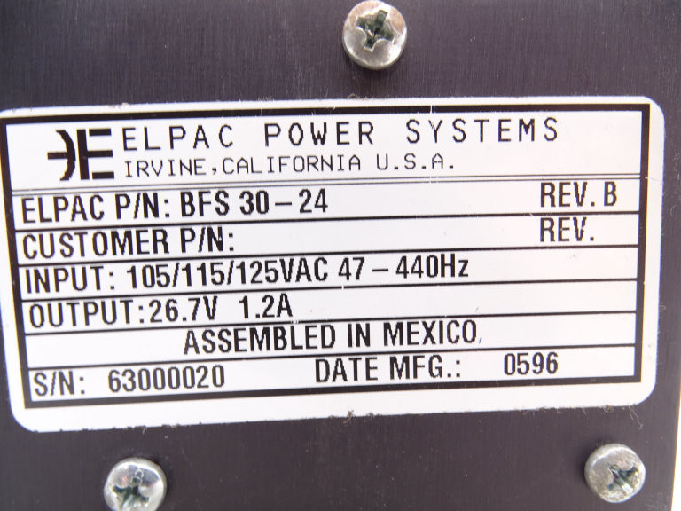 Elpac BFS-30-24 Power Supply