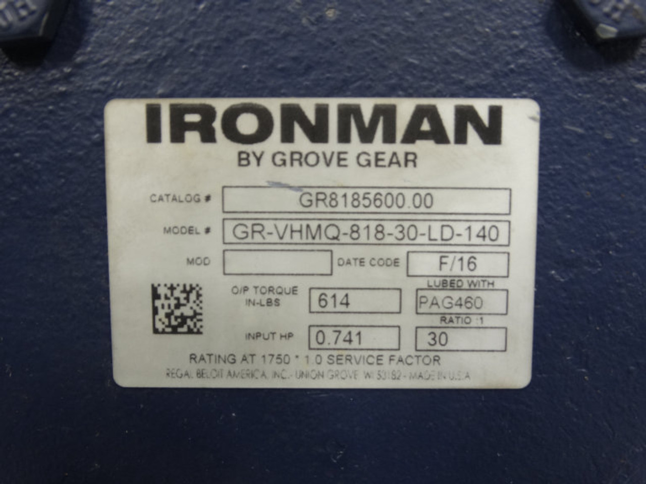 Grove Gear GR-VHMQ-818-30-LD-140 Gearbox