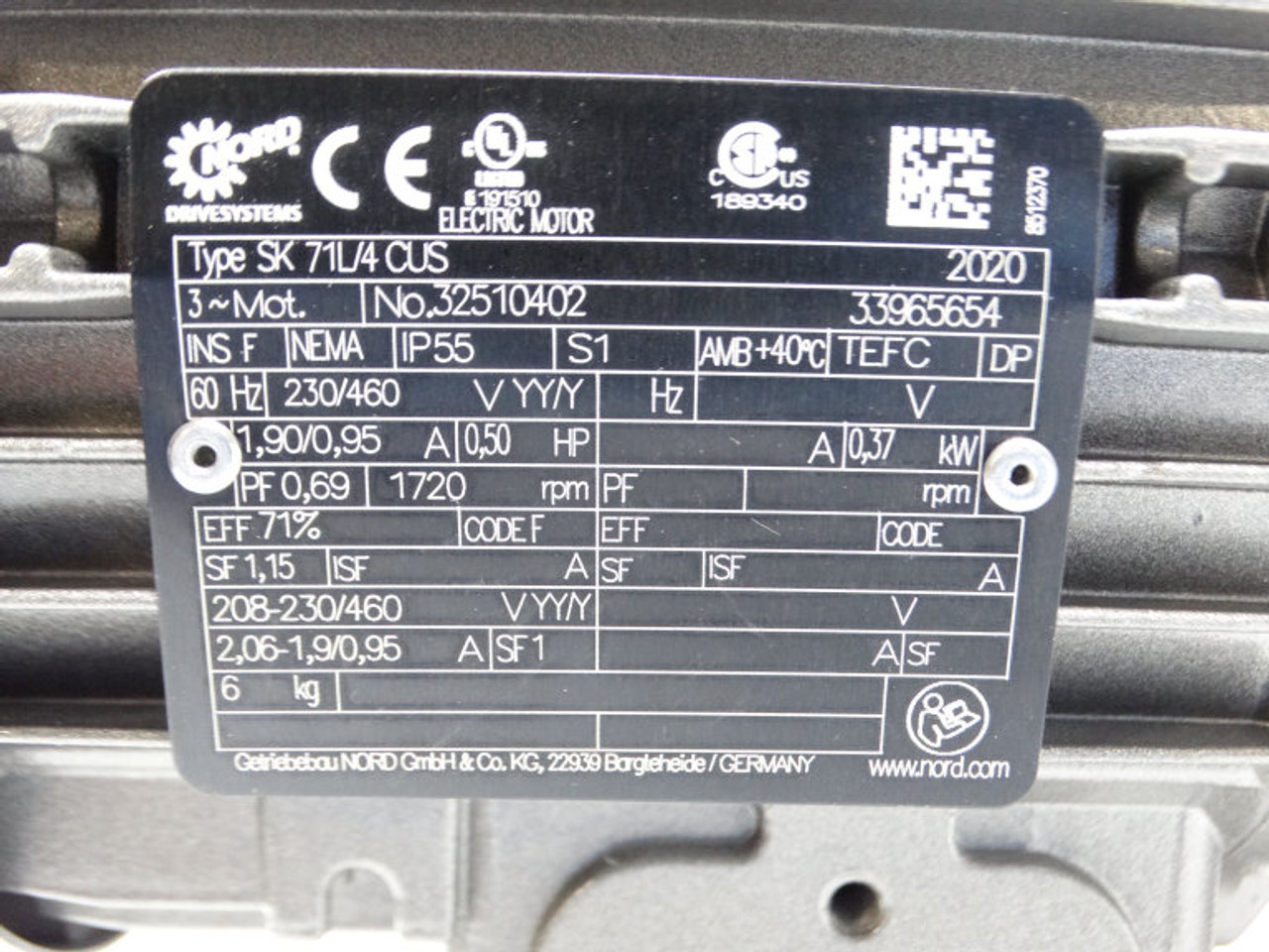 Nord SK 2SMID63AZBD-71L/4 CUS Motor