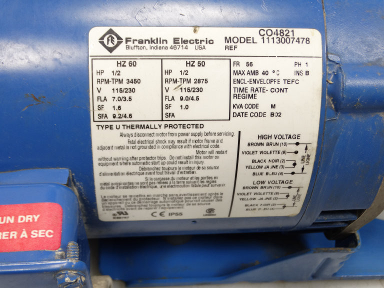 Franklin Electric 1113007478 W/ 7GBC05 Motor