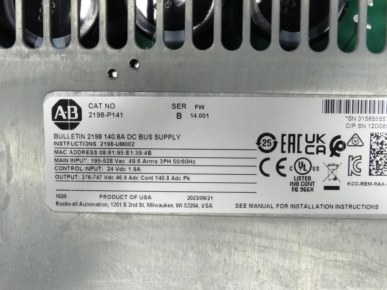 Allen Bradley 2198-P141 Power Supply