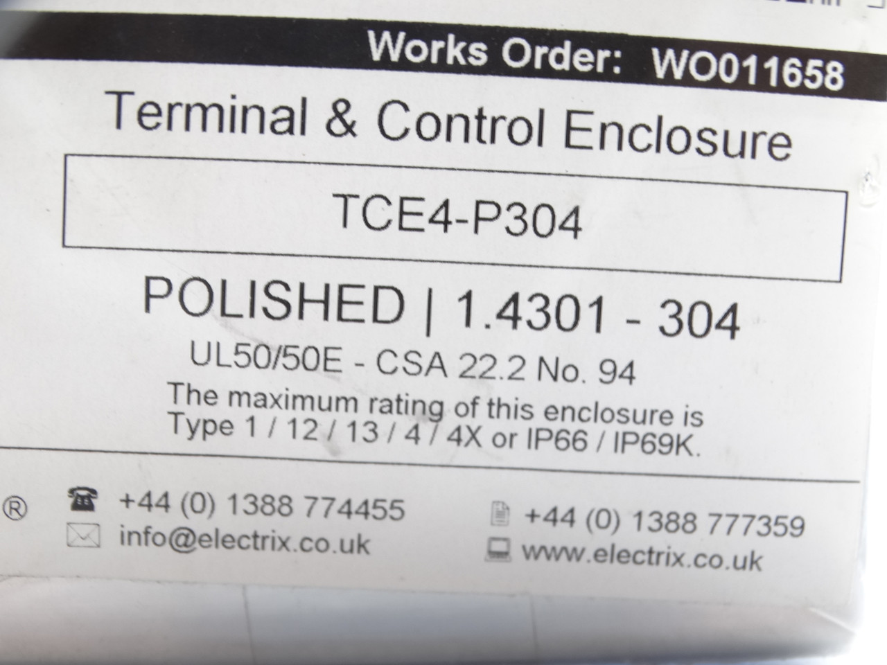 Electrix TCE4-P304 Enclosure
