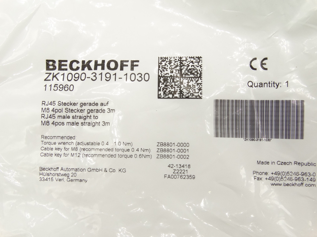Beckhoff ZK1090-3191-1030 Cable