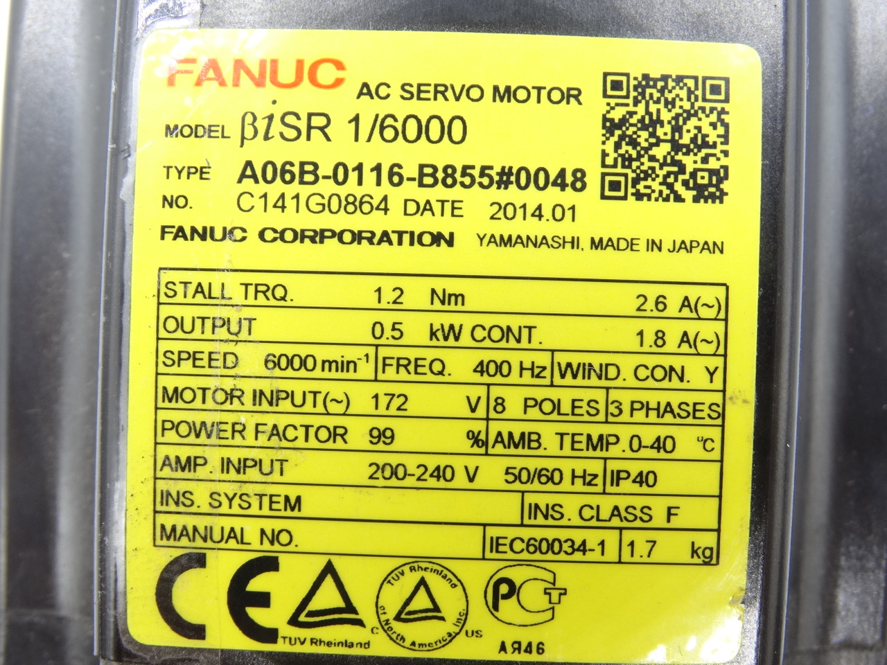 Fanuc A06B-0116-B855#0048 Servo Motor
