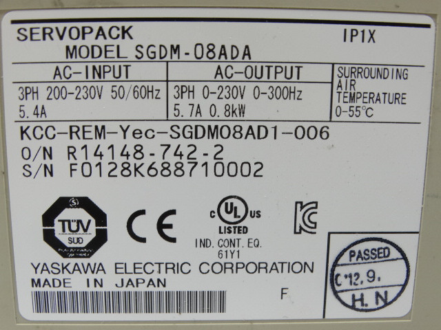 YASKAWA ELECTRIC SGDM-08ADA Servo Drive Used