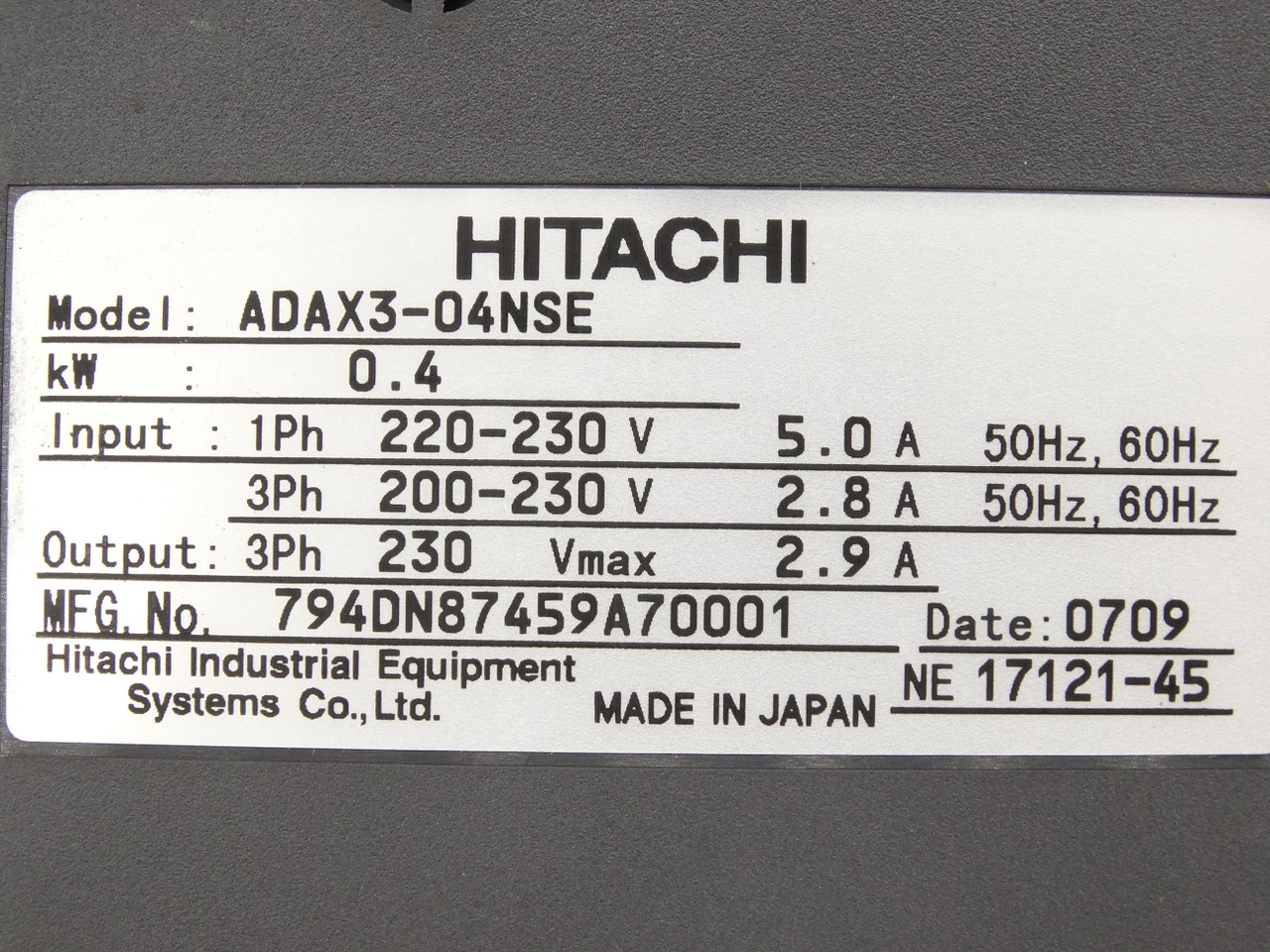 Hitachi ADAX3-04NSE Servo Drive