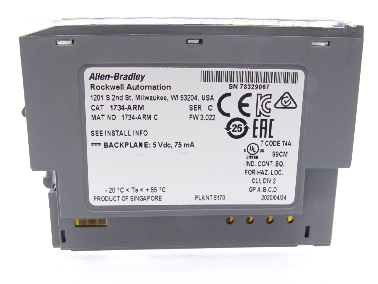 ALLEN BRADLEY 1734-ARM PLC MODULE Used