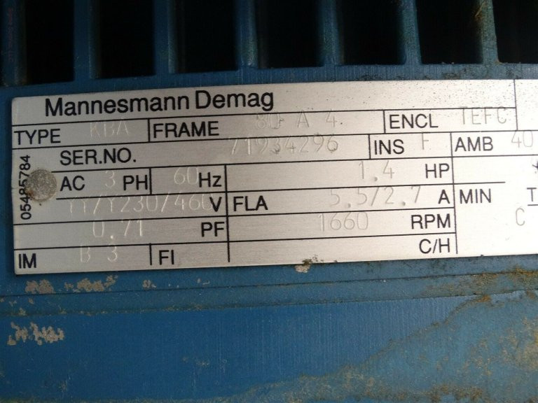 Mannesmann Demag KBA,1/4HP,230/460, 3PH, FR: 80A4/Winsmith 930CDT