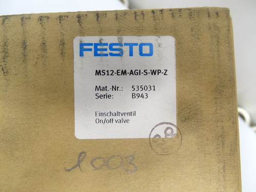 FESTO MS12-EM-AGI-S-WP-Z ON/OFF VALVE (128068 - NEW)