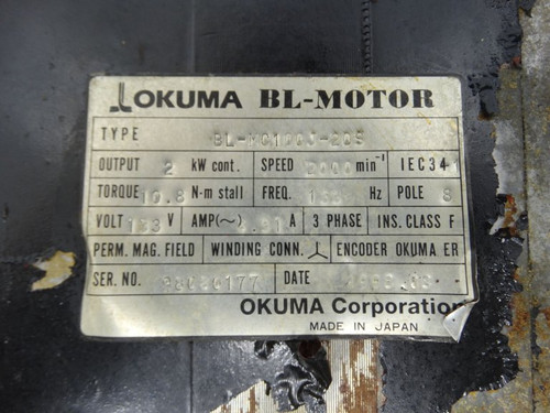 OKUMA BL-MC100E-20S SERVO MOTOR (154606 - USED)