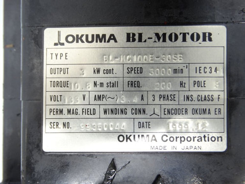 OKUMA BL-MC100E-30SB SERVO MOTOR (154601 - USED)