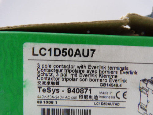SCHNEIDER ELECTRIC LC1D50AU7 CONTACTOR