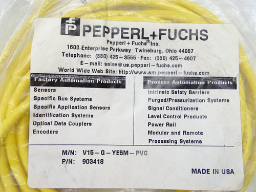 PEPPERL & FUCHS V15-G-YE5M-PVC CABLE