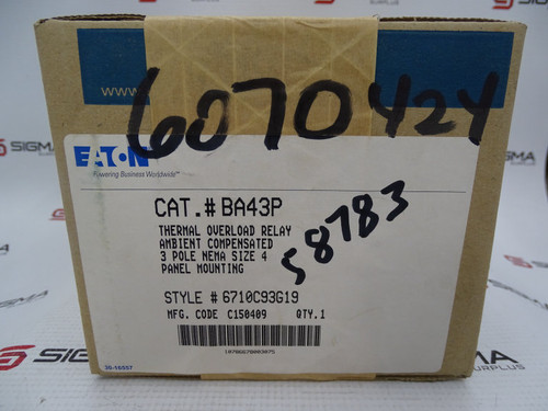 EATON CORPORATION BA43P Relay