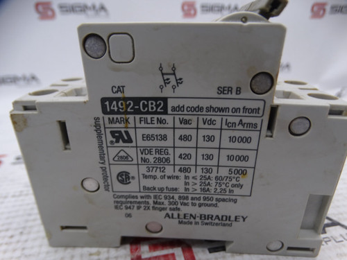 ALLEN BRADLEY 1492-CB-2-G-040 SERIES B CIRCUIT BREAKER