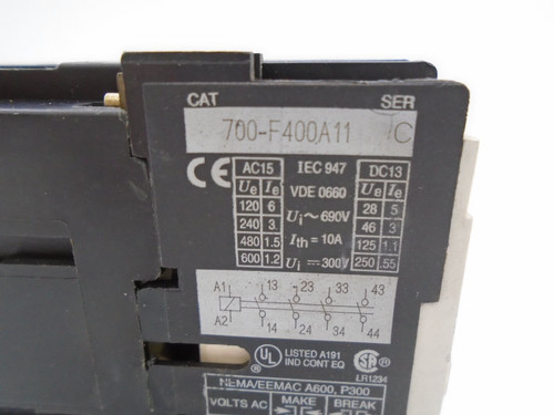 ALLEN BRADLEY 700-F400A11 SERIES C RELAY