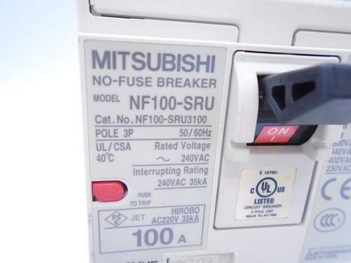 MITSUBISHI NF100-SRU3P100A CIRCUIT BREAKER