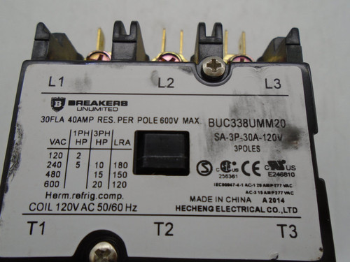 BREAKERS UNLIMITED INC BUC338UMM20 CONTACTOR