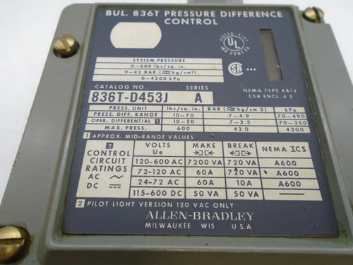 ALLEN BRADLEY 836T-D453J SERIES A SWITCH