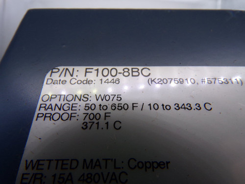 UNITED ELECTRIC F100-8BC/W075 SWITCH