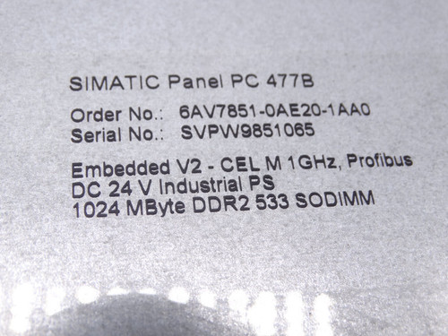 SIEMENS 6AV7851-0AE20-1AA0 DISPLAY