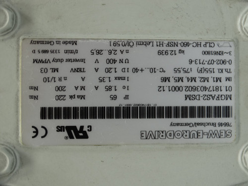 SEW EURODRIVE MGFAS2-DSM GEAR