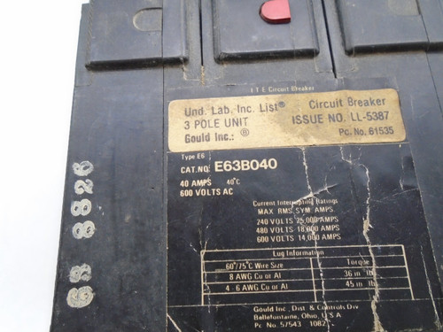 SIEMENS E63B040 CIRCUIT BREAKER