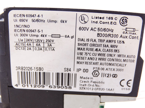 SIEMENS 3RB2026-1SB0 RELAY