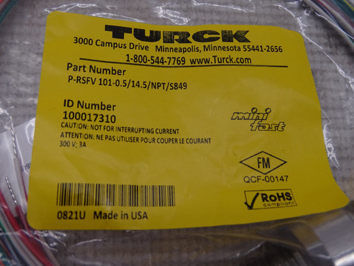 TURCK P-RSFV 101-0.5/14.5/NPT/S849 CABLE