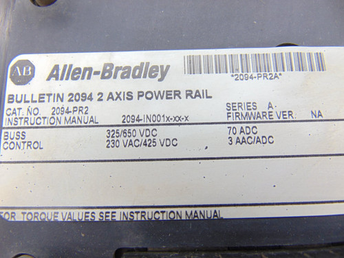 ALLEN BRADLEY 2094-PR2 SERIES A PLC RACK