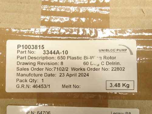 UNIBLOC PUMP 3344A-10 Operating Mechanism (127808262 - New in Box)