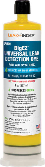 PG407 - BIGEZ™ 8 OZ. UNIVERSAL MULTI-DOSE A/C DYE CARTRIDGE, COMPATIBLE WITH R-12, R-134A, R-1234YF PG407 - BIGEZ™ 8 OZ. UNIVERSAL MULTI-DOSE A/C DYE CARTRIDGE, COMPATIBLE WITH R-12, R-134A, R-1234YF