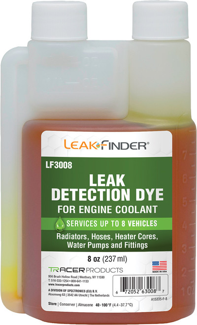 PG360 - COLORANT DE DÉTECTION DE FUITE DE LIQUIDE DE REFROIDISSEMENT, BOUTEILLE DE 1 X 8 OZ (SERVICE JUSQU’À 8 VÉHICULES)