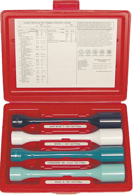 PG337 - 4-PC LIGHT TRUCK & SUV WHEEL TORQUE MASTER KIT, INCLUDES SOCKETS #1500 BB, I, Y, Q