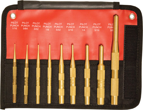 PG210 - 9 PC BRASS PILOT PUNCH SET (INCH)