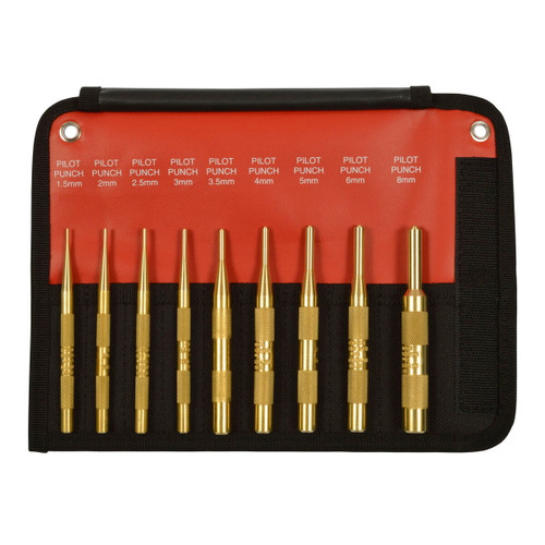 9 PC Brass Pilot Punch Set (Metric)