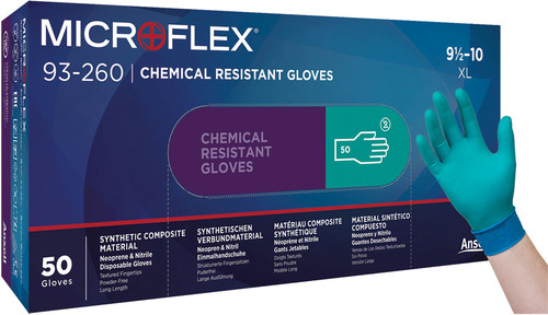 PG303 - MICROFLEX® 93-260, SU, NIT/NEOP CR GRN EXT/BL INT,7.8MIL 12",SZ L