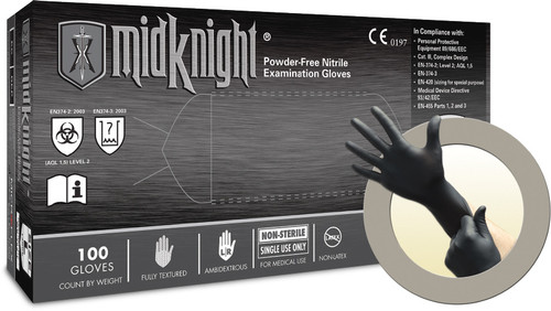 PG297 - MIDKNIGHT® MK-296, SU, EXAMEN NIT, FULL TXT, BD CUFF, PF, BLK, SZ XS