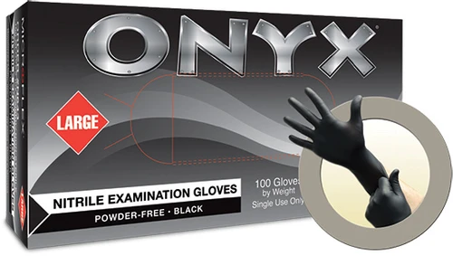 PG303 - ONYX® N64,SU,EXAM,NIT, TXT FING, BD CUFF,PF, BLK,SZ XL
