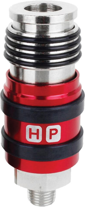 PG90  -  2 IN ONE™ UNIVERSAL SAFETY EXHAUST INDUSTRIAL COUPLER, 1/4" MNPT X 3/8" BODY FLOW (ACCEPTS STYLES: H, P)