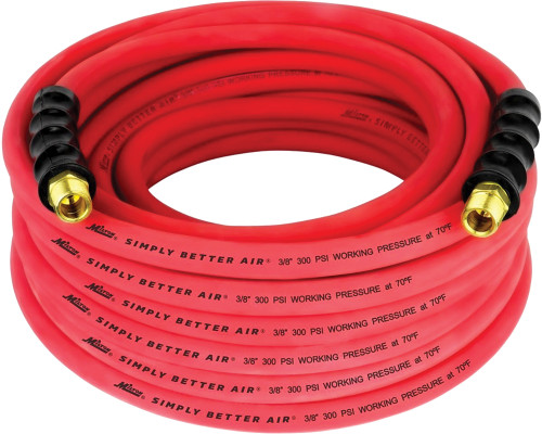 PG97 - 3/8" X 50' ULTRA LIGHTWEIGHT RUBBER AIR HOSE WITH 3/8" NPT ENDS