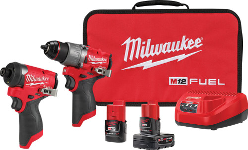 PG62 - M12 FUEL™ 2-TOOL COMBO KIT, 1/2" HAMMER DRILL/DRIVER, 1/4" HEX IMPACT DRIVER, (1) XC 4.0 BATTERY, (1) CP2.0 BATTERY, (1) CHARGER