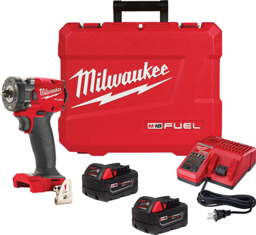 PG56 - M18™ PRISE 3/8" COMPACT CLÉ À CHOCS AVEC ANNEAU À FRICTION, 250 PI-LB, (2) BATTERIES RÉSISTANTES AU M18™ XC5.0, (1) CHARGEUR MULTI-VOLTAGE 18V/12V