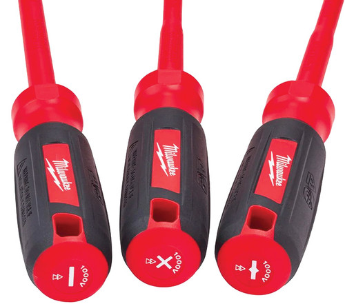 3-PC 1000V INSULATED SCREWDRIVER SET - ECX™: #1; PHILLIPS: #2; SLOTTED: 1/4"