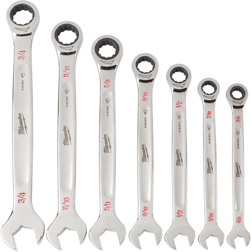 PG168 - 7-PC RATCHETING SAE COMBINATION WRENCH SET, 3/8"-3/4"