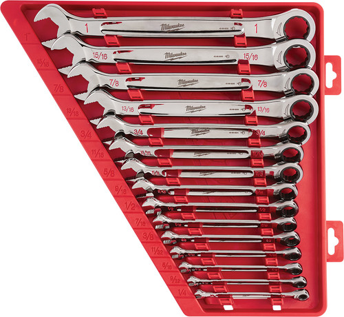 PG152 - 15-PC SAE RATCHETING COMBINATION WRENCH SET, 1/4" TO 1"