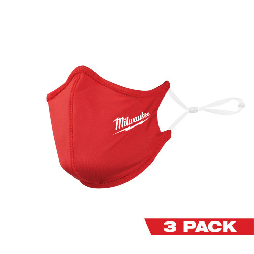 3PK 2 LAYER RED FACE MASK